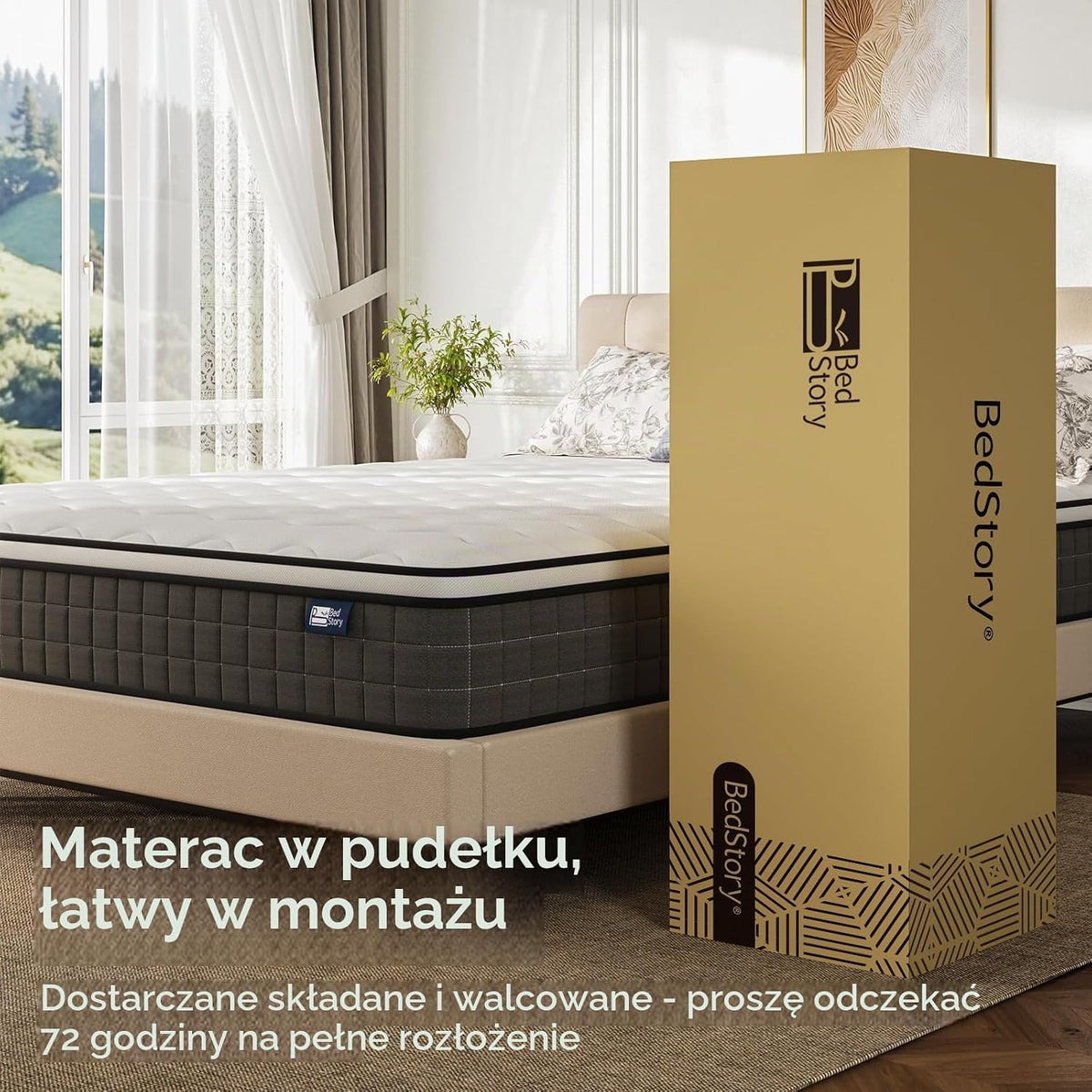 BedStory Materac ze sprężynami kieszeniowymi, 140 x 200 cm, twardość H3/H4, 20 cm, Öko-TEX, ciemnoszary