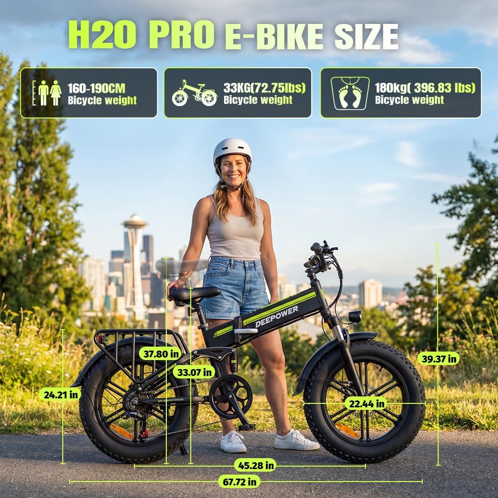 Bicicleta eléctrica plegable, batería extraíble de 48 V 25 Ah, autonomía de 110 km, bicicleta eléctrica con neumáticos fat bike de 20" x 4", suspensión completa, frenos hidráulicos, 7 velocidades, bicicleta