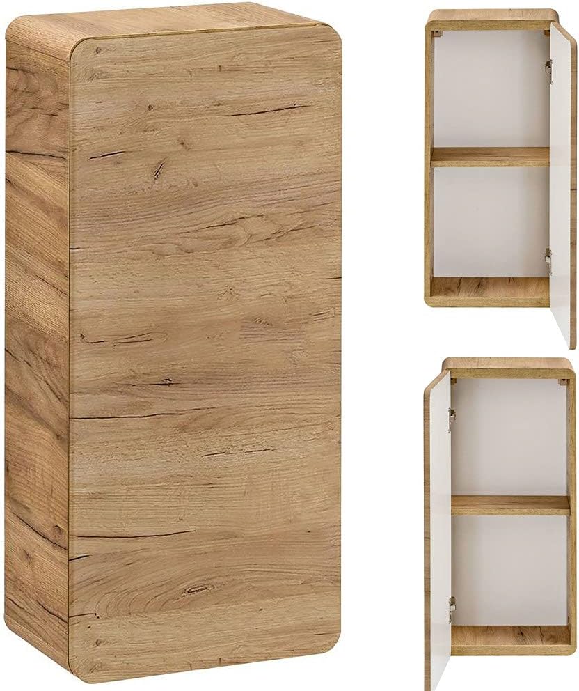 Conjunto de muebles de baño Lomadox con lavabo de 81 cm y armario con espejo LED, decoración imitación roble Wotan, an./al./pr. aprox. 180/200/46 cm