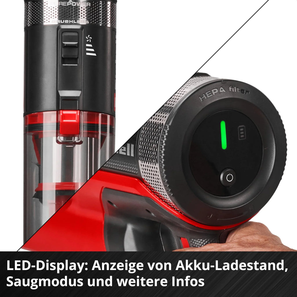 Aspiradora escoba inalámbrica Einhell TE-SV 18/270 BL-Solo PXC 18V sin escobillas, 270 mbar, sin bolsa, 3 modos, triple filtro, sin batería