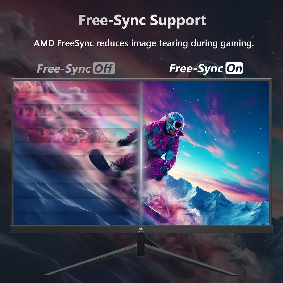 Monitor gaming Z-Edge de 25" 300 Hz (DP1.4×2), panel IPS, 240 Hz (HDMI2.0×2), FHD 1080P, 1ms, FreeSync, monitor PC gamer LED 16:9, inclinación ajustable, borde ultrafino, VESA 75x75 mm (cable DP incluido)