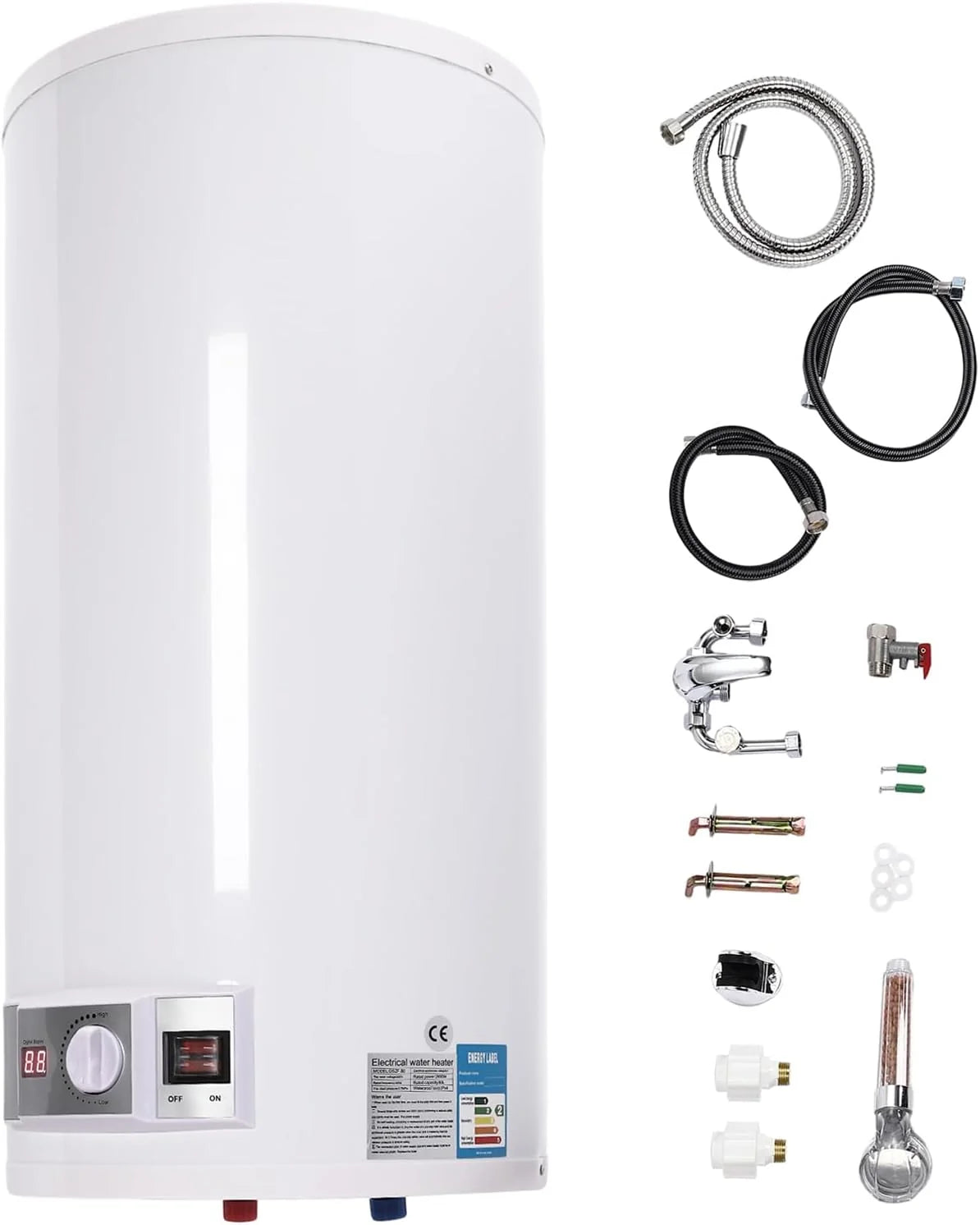 80 l elektryczny zbiornik ciepłej wody, bojler, wiszący bojler, ogrzewanie, emaliowany stalowy pojemnik z wyświetlaczem LED, do kuchni, łazienki, 2000 W