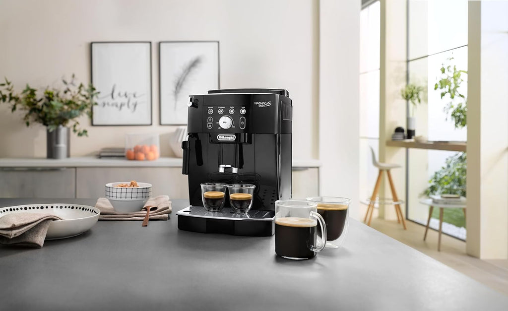 De'Longhi Magnifica Start ECAM222.20.B, cafetera superautomática con boquilla para espuma de leche, para capuchino, con botón de selección directa de espresso y función de 2 espressos, molinillo cónico de 13 niveles, 1450 W, negro