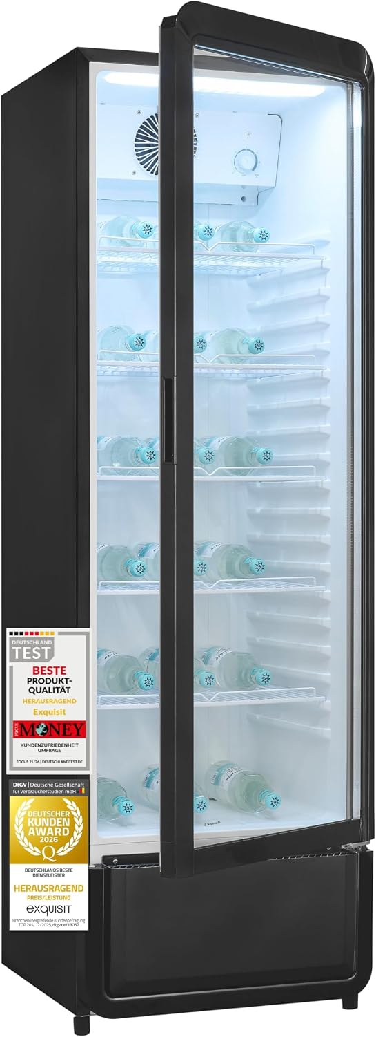 Exquisit Frigorífico para bebidas 280 l con puerta de cristal - Frigorífico para hostelería