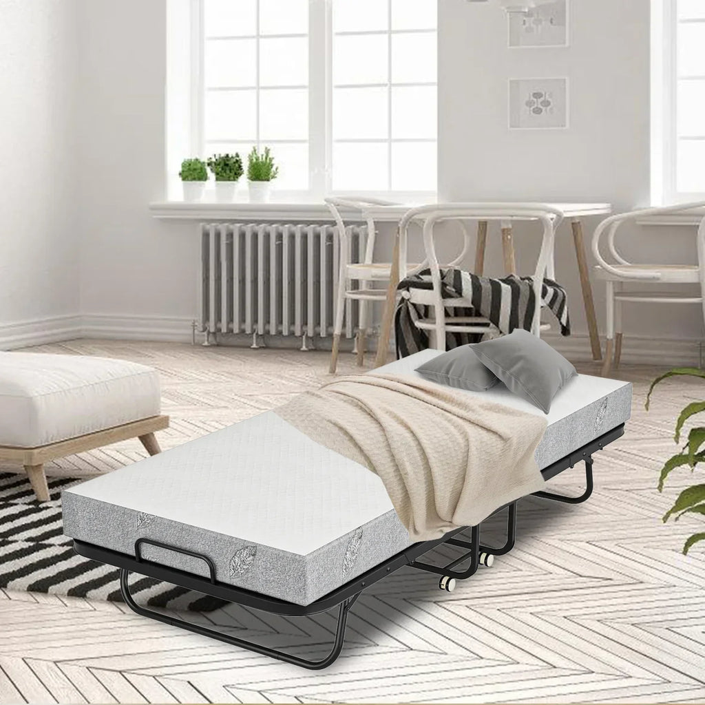 Cama plegable Sonnewelt 90x200 cm con 13 cm de grosor y ruedas