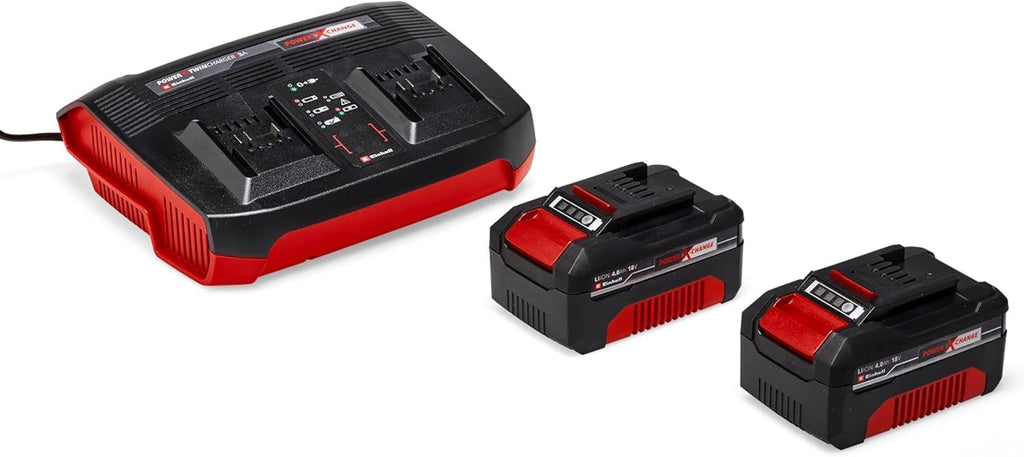 Escarificador y aireador inalámbrico Einhell GE-SA 36/35 Li Power X-Change (36 V, sin escobillas, rodillo de cuchillas de 35 cm, bolsa de recogida de 28 l, profundidad de trabajo ajustable, incl. 2 baterías de 4,0 Ah y cargador doble)