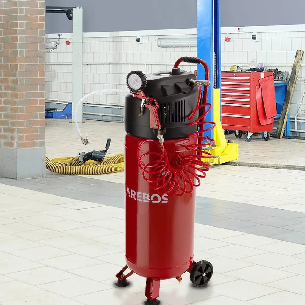 Compresor de aire AR-HE-LK150050S 50 L 1500 W 10 bar sin aceite con juego de accesorios de 13 piezas y manguera en espiral de 5 m