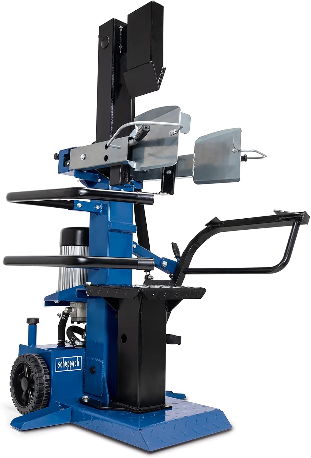 Hendidora de leña vertical Scheppach Compact 10t para troncos de un metro, 230V | 10 toneladas de fuerza de corte | 3500W de potencia | Longitud de tronco 1070mm / máx. Ø 380mm | mesa abatible | madera dura y blanda - con dispositivo de desplazamiento