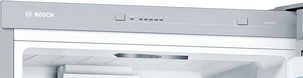 Bosch KGV36VLEAS, Serie 4, Frigorífico con congelador, Libre instalación, 186 x 60 cm, 214 L / 94 L, Acero inoxidable