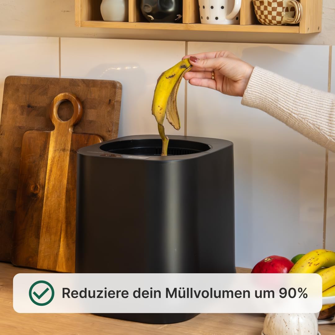 Compostador eléctrico de cocina 4L | Transforma tus residuos en abono con un clic | Compostador eléctrico WeEarth (Negro)