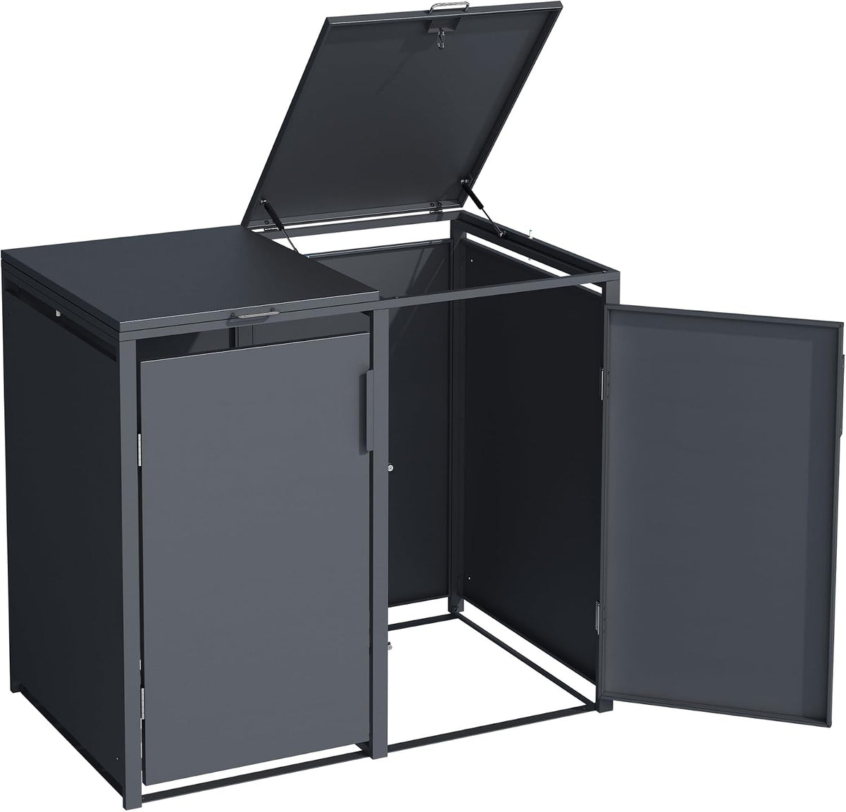 DEGAMO Mülltonnenbox, cobertizo para 4 cubos de basura MÜNCHEN para 4 cubos de 120 y 240 litros, acero galvanizado, color antracita