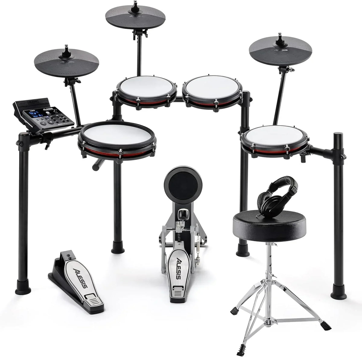 Alesis Nitro Max Kit - Kit de batería electrónica compacto con parches de malla silenciosos, caja de 10" de doble zona, Bluetooth, 440 sonidos BFD, Drumeo, USB MIDI, pedal de bombo