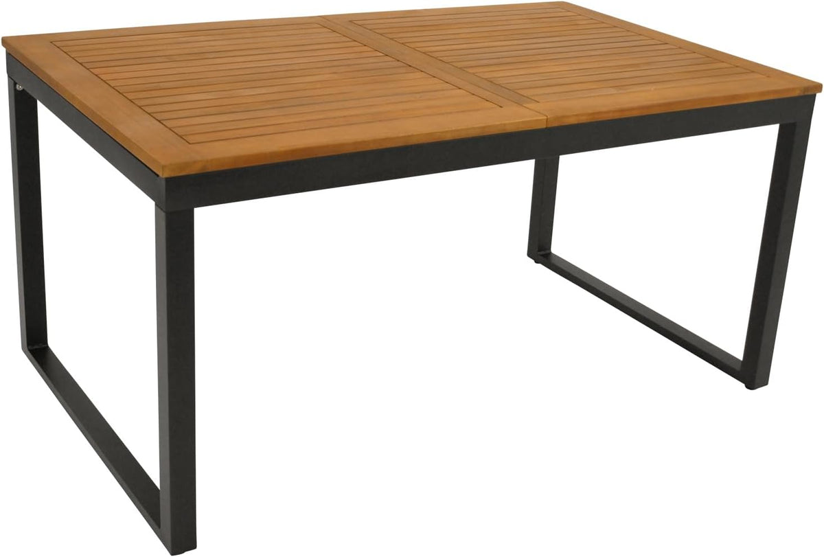 DEGAMO Mesa extensible de jardín RIVELLO 150/200x90 cm, aluminio antracita + madera de acacia aceitada, exterior, certificado FSC®