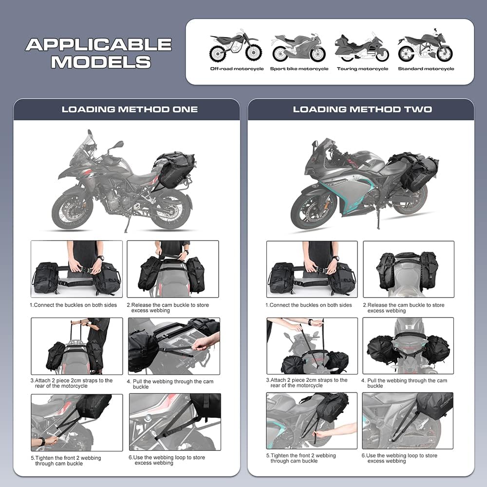 Rhinowalk Alforjas para Moto Impermeables Antivibración Bolsas Laterales de Motor Bolsos de Hombro para Moto 28L, 1 Par