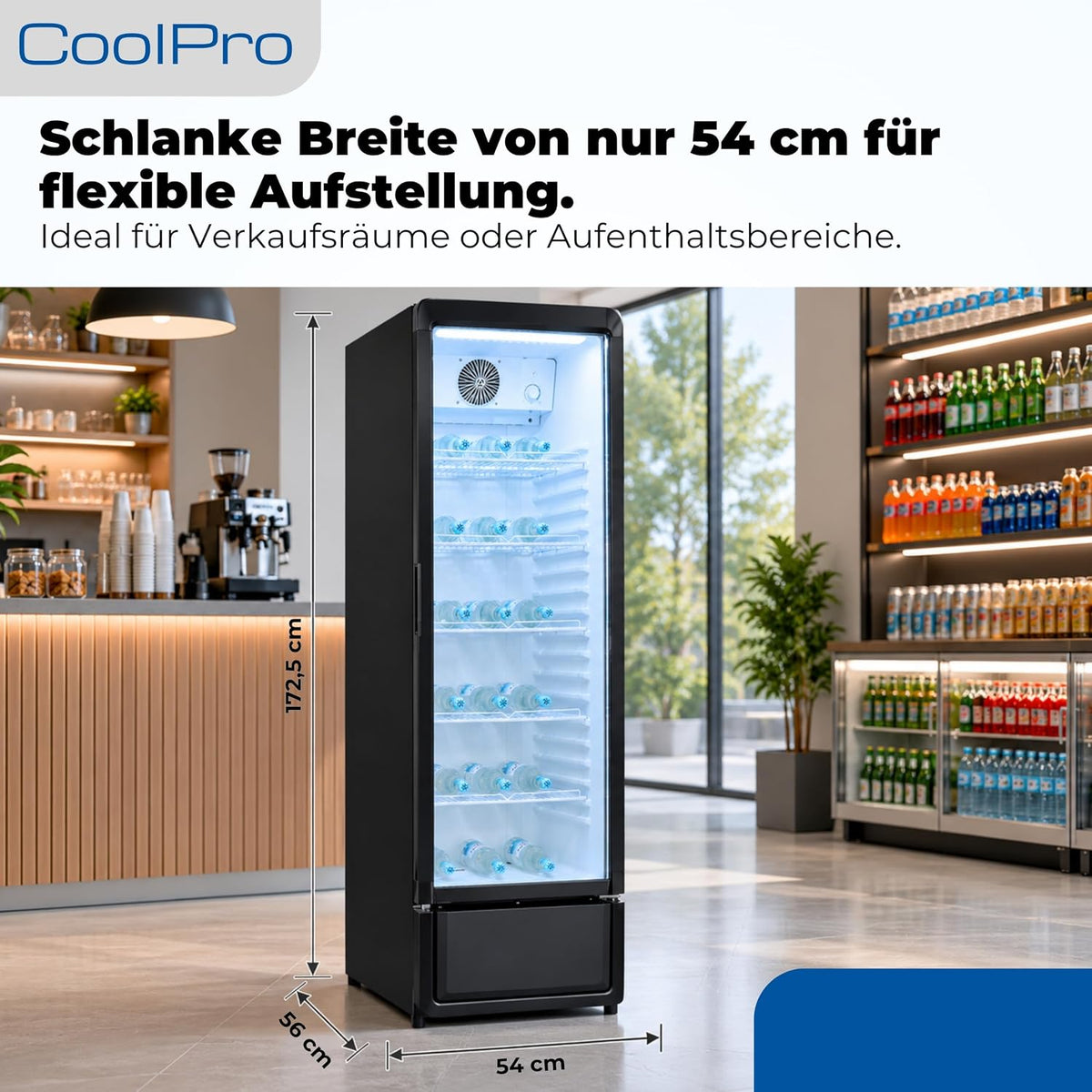 Exquisit Frigorífico para bebidas 280 l con puerta de cristal - Frigorífico para hostelería