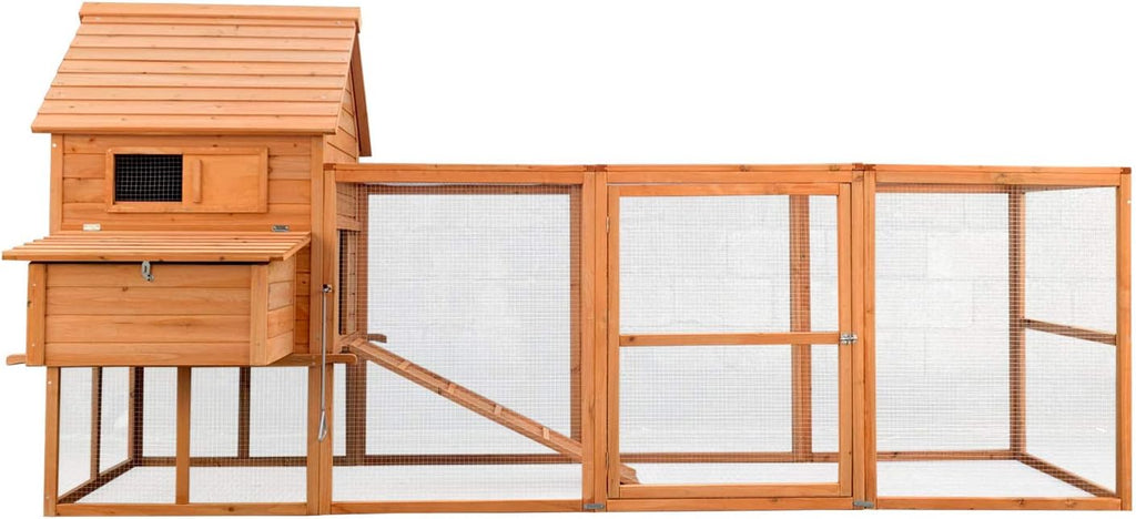 Gallinero Wiltec 3100 x 1500 x 1500 mm marrón con parque exterior y nidos de madera, gallinero con refugio, rejilla y bandeja de excrementos galvanizada