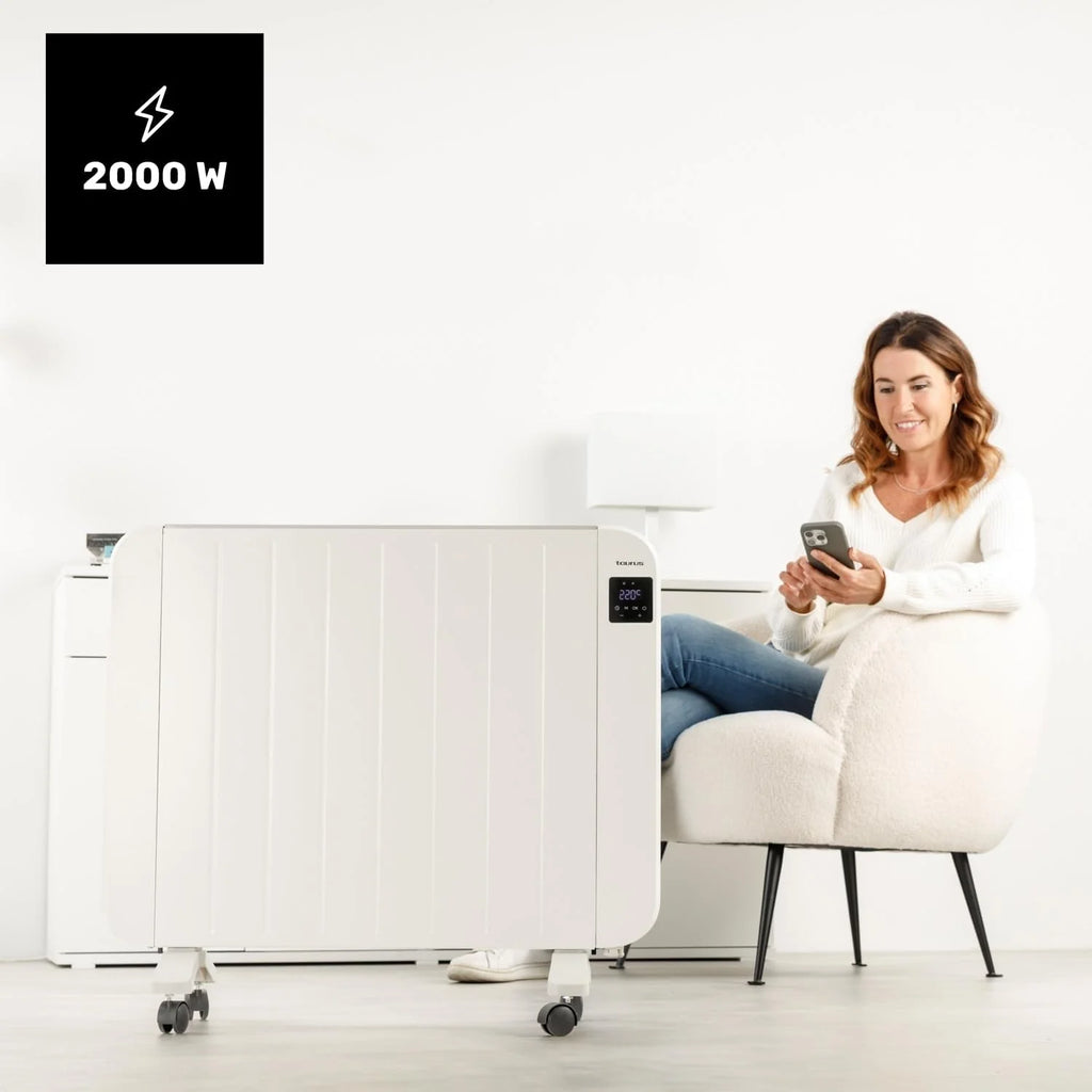 Taurus Grzejnik elektryczny Nepal 2000 | 10 elementów | 2000 W | ściana lub stopa | Regulowany termostat | Programowanie 24/7 | Wyświetlacz LCD | Cichy | Przycisk | Całkowite wyłączenie