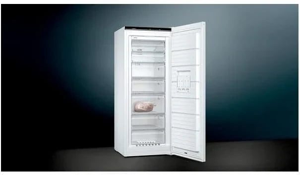 Congelador Siemens GS54NAWCV iQ500, 176 x 70 cm, 327 L, noFrost nunca más volver a descongelar, bigBox espacio para alimentos congelados grandes, varioZone estantes y cajones de cristal flexibles, Blanco