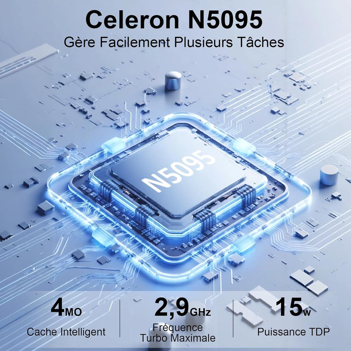 Portátil de 14 pulgadas Celeron N5095 Win11 Pro 8 GB RAM 256 GB SSD con expansión de 1 TB, WiFi 5G, FHD 1920x1080, PC portátil con ratón inalámbrico, teclado QWERTY con membrana de teclado AZERTY - Negro metalizado