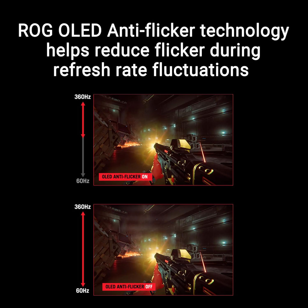 ASUS ROG Strix OLED XG27ACDNG - 27 pulgadas, panel QD-OLED QHD 1440p, 360 Hz, 0,03 ms, disipador térmico personalizado, antiparpadeo (Anti-Flicker), Care+, compatible con G-Sync®, 99% DCI-P3