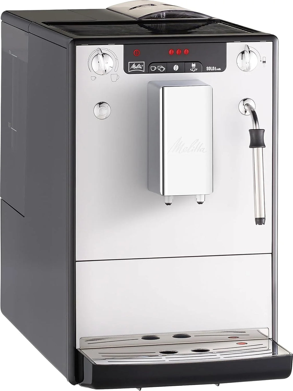 Melitta Caffeo Solo & Milk E953-202, smukły automatyczny ekspres do kawy z dyszą do spieniania mleka, 1,2 l, srebrny
