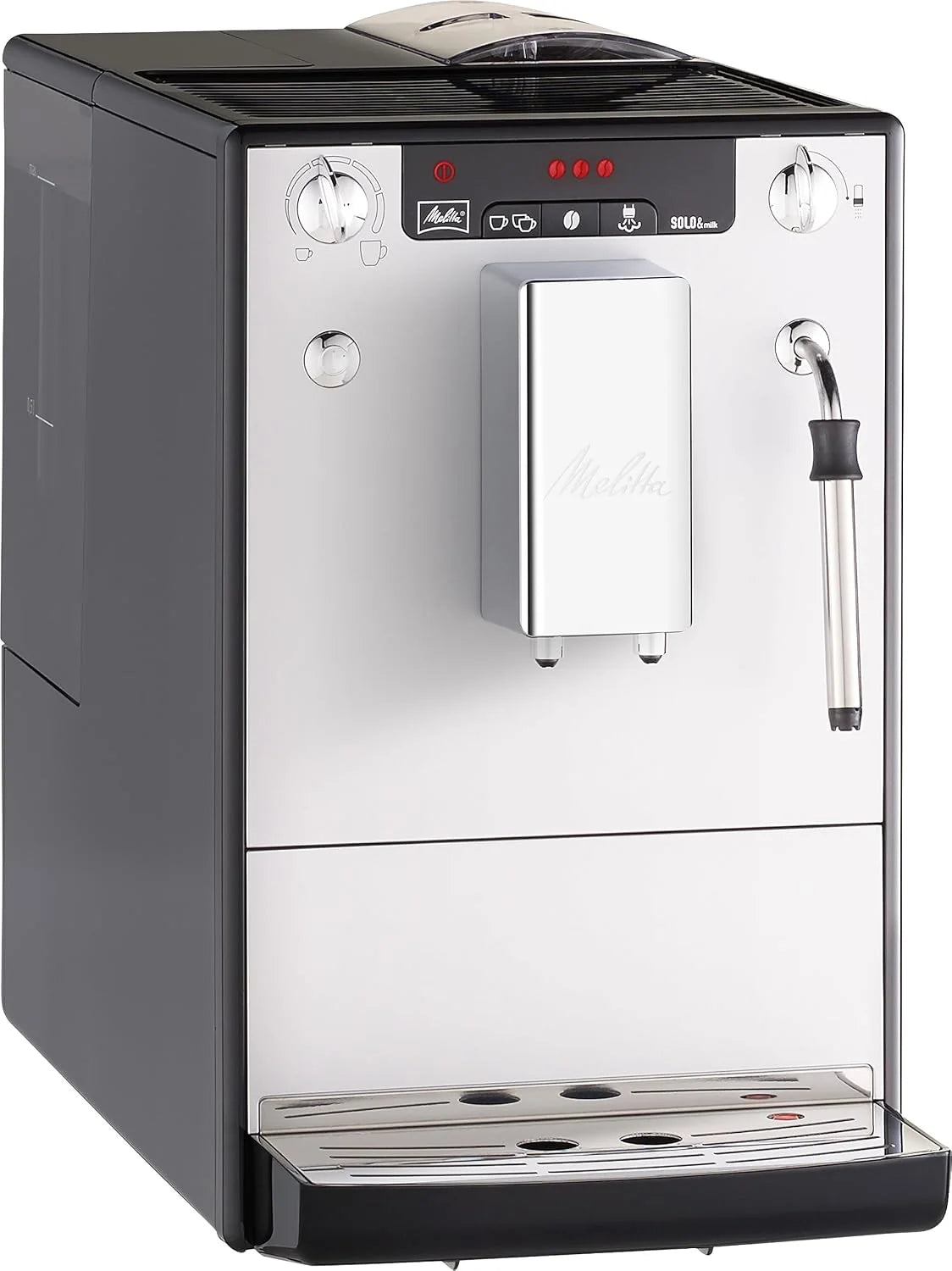 Melitta Caffeo Solo & Milk E953-202, smukły automatyczny ekspres do kawy z dyszą do spieniania mleka, 1,2 l, srebrny