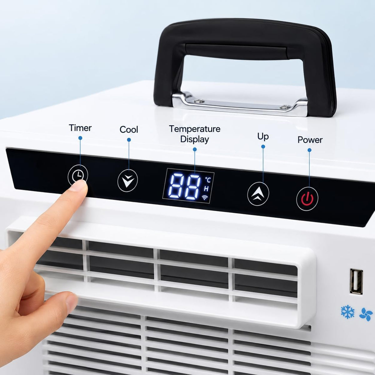 Aire acondicionado split 3000 BTU, enfriador de ambiente portátil con panel táctil y control remoto, temporizador de 24 horas, asa superior, diseño para el hogar, oficina, camping, sin montaje