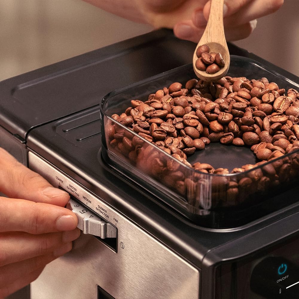 Cecotec Ekspres do kawy Power Espresso 20 Grind Fresh. 1350W, 20 barów, ekran dotykowy, termoblok, zbiornik na wodę 1,7 l, 20 poziomów mielenia, zbiornik na kawę 150g, spieniacz do mleka