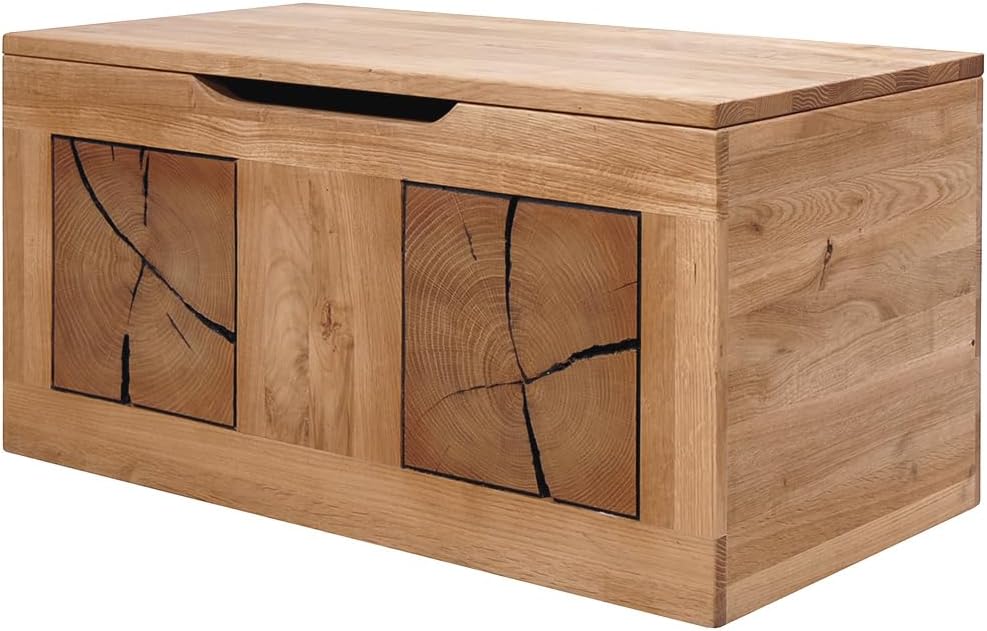 Lomadox Baúl arcón de madera maciza banco arcón para ropa arcón de asiento arcón para pie de cama A/A/P aprox. 80/40/40 cm moderno en roble aceitado con madera de testa