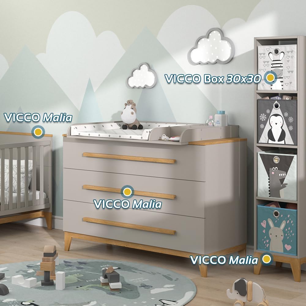 Cambiador VitaliSpa Malia, blanco/roble, 133 x 98 cm XL con 3 cajones