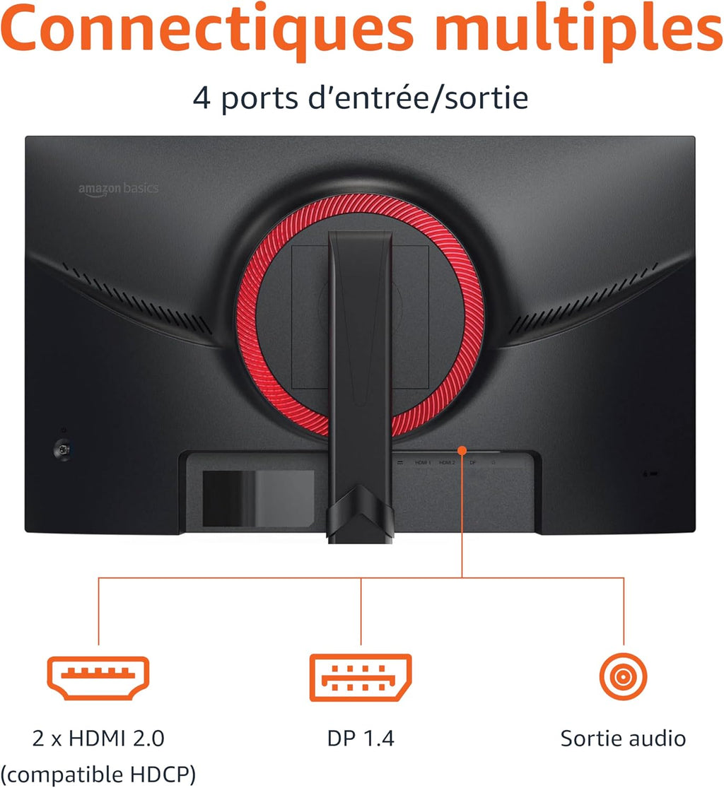 Monitor para juegos Amazon Basics de 27", FHD 1080p, 165 Hz, compatible con VESA, Adaptive Sync, tiempo de respuesta de 1 ms, negro