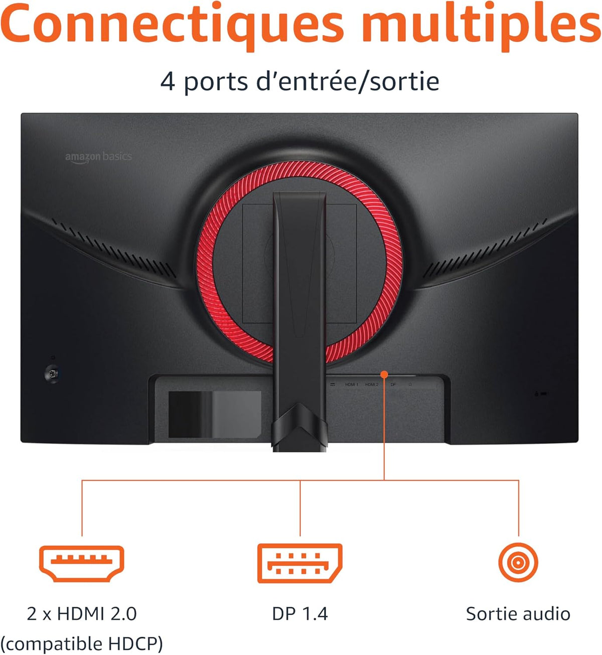 Monitor para juegos Amazon Basics de 27", FHD 1080p, 165 Hz, compatible con VESA, Adaptive Sync, tiempo de respuesta de 1 ms, negro