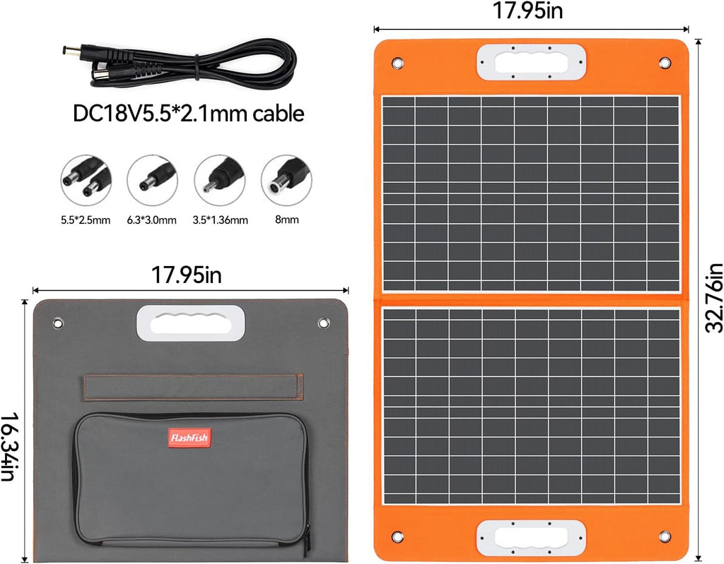 Estación de energía portátil FlashFish de 230Wh con panel solar de 60W, generador solar de 300W (pico de 600W) con 2 puertos CC, 4 puertos USB, luces LED, generador de emergencia para camping, viajes y cortes de energía