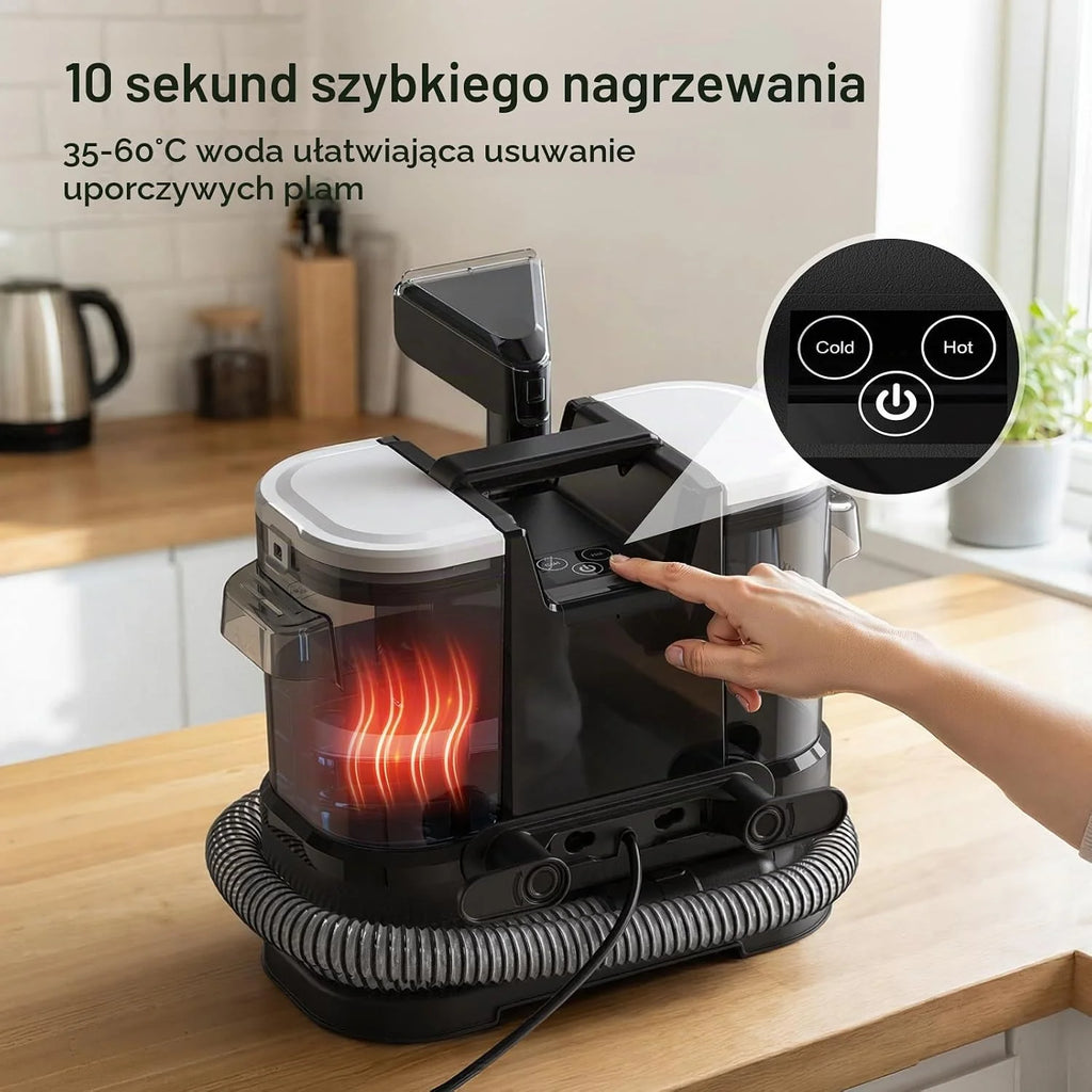 Lubluelu Odkurzacz na mokro, 1400 W, 18 kPa, podgrzewa wodę w 10 sek.