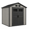 Caseta de jardín de polietileno resistente a los rayos UV con doble puerta y ventanas 213 x 130 x 198 cm gris/negro