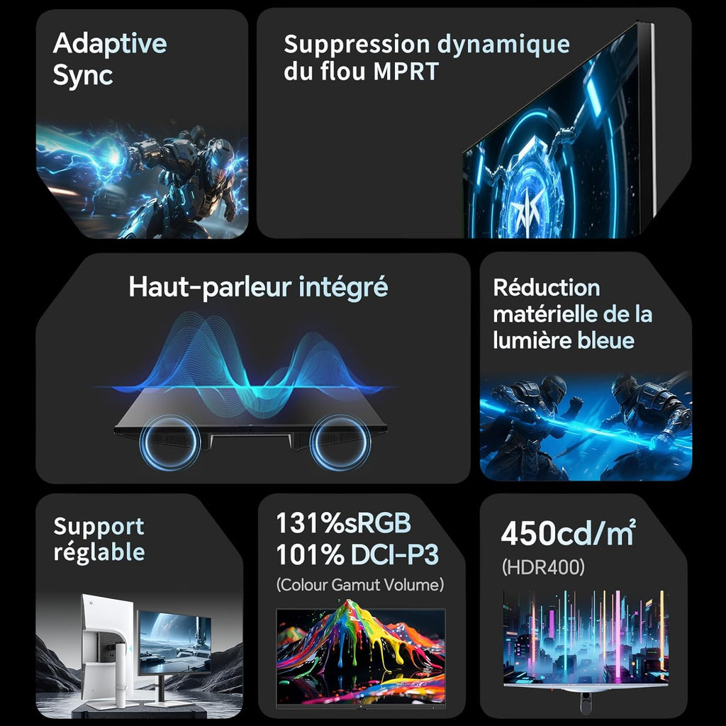 Monitor Gaming KTC de 27 pulgadas | 2K@200Hz | Altavoces integrados | Panel Fast IPS | Tiempo de respuesta de 1ms (MPRT) | Brillo de 450 CD/㎡, HDR400 | Adaptive Sync | 131% sRGB, 97% DCI-P3, ΔE＜2 | Blanco