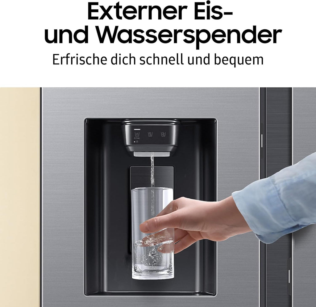 Frigorífico americano Samsung RS90F67BETEF, nevera con congelador AI, 178 cm, 614 l, dispensador de hielo/agua con depósito, Family Hub, modo AI Energy y control por voz, aspecto de acero inoxidable