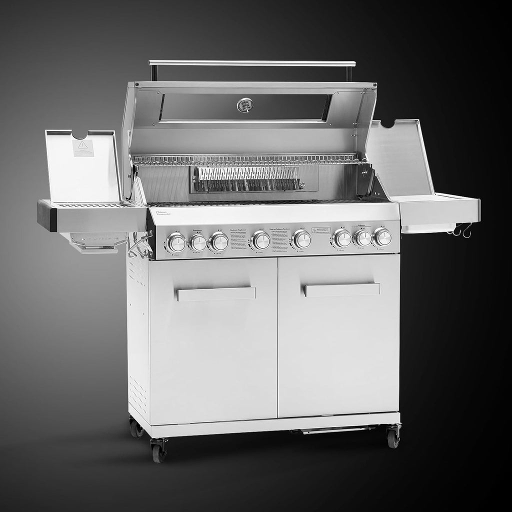 TAINO PLATINUM YAMARA 6+2 Barbacoa de gas Acero inoxidable 6 quemadores Quemador lateral cerámico Quemador trasero cerámico Encendido piezoeléctrico Parrilla de hierro fundido
