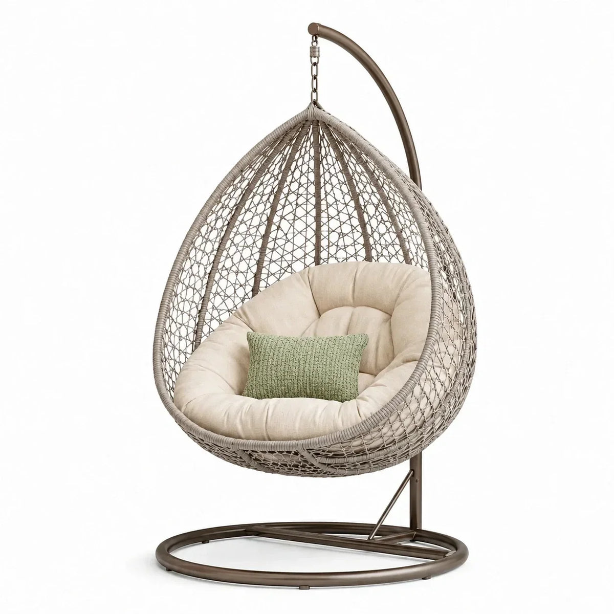 Sillón colgante de metal beige con cojín