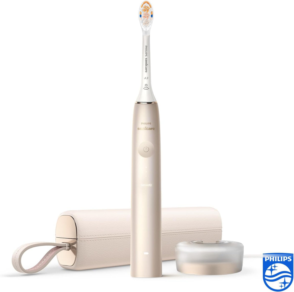 Philips Sonicare DiamondClean Prestige 9900 – Cepillo de dientes eléctrico con SenseIQ, cabezal A3 Premium All-in-One y estuche de carga en azul medianoche (modelo HX9992/12)
