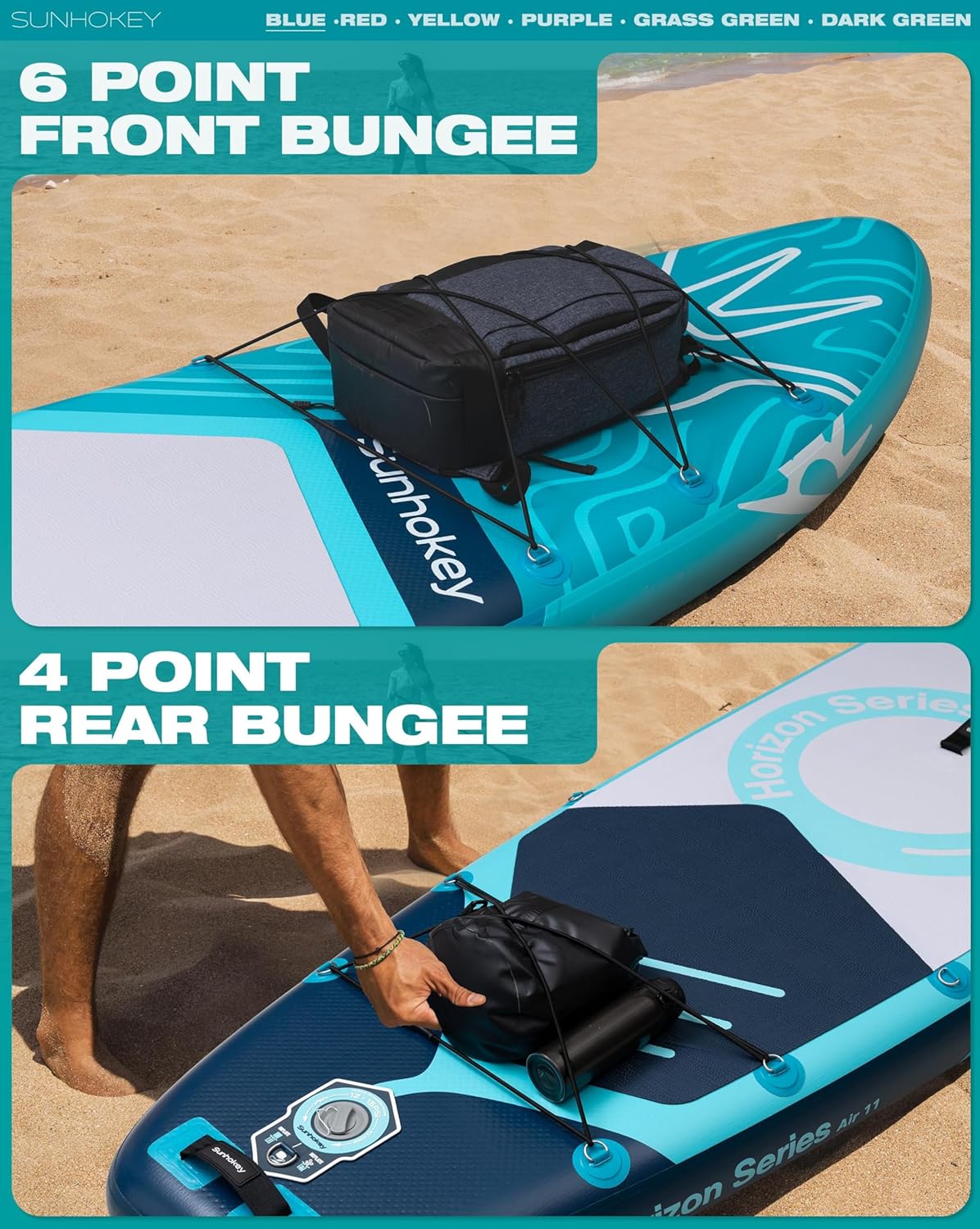 Tabla de Paddle Surf Hinchable 335cm con Accesorios Incluidos de Primera Calidad, Remo Ajustable, Bomba de Mano, Mochila de Transporte. 335 x 86 x 15 cm, Soporta hasta 181kg