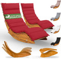 CASARIA® Juego de 2 tumbonas, incluye cojín, para 2 personas, color rojo oscuro, plegables, resistentes a la intemperie, madera, tumbona de jardín, ergonómicas, capacidad de carga de 160 kg, certificadas FSC®, tumbona basculante, balcón, 154x60 cm