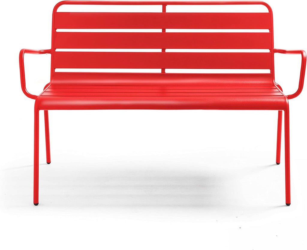 Banco de jardín de metal Oviala, rojo – Palavas