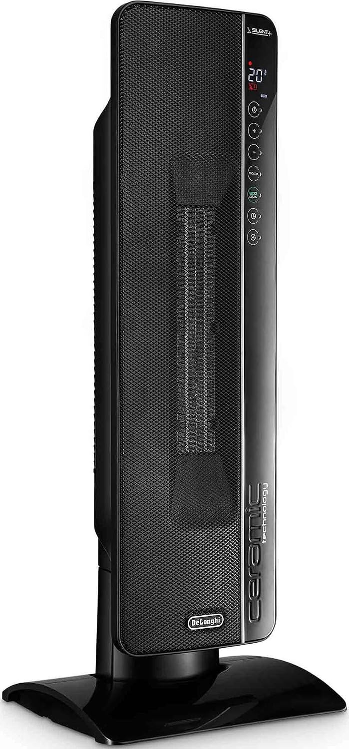 De'Longhi Grzejnik ceramiczny TCH8993ER.BC, ceramiczny termowentylator z 3 stopniami ogrzewania do pomieszczeń do 70 m³, technologia Silent, obrotowa podstawa, timer 24 h, funkcja ochrony przed