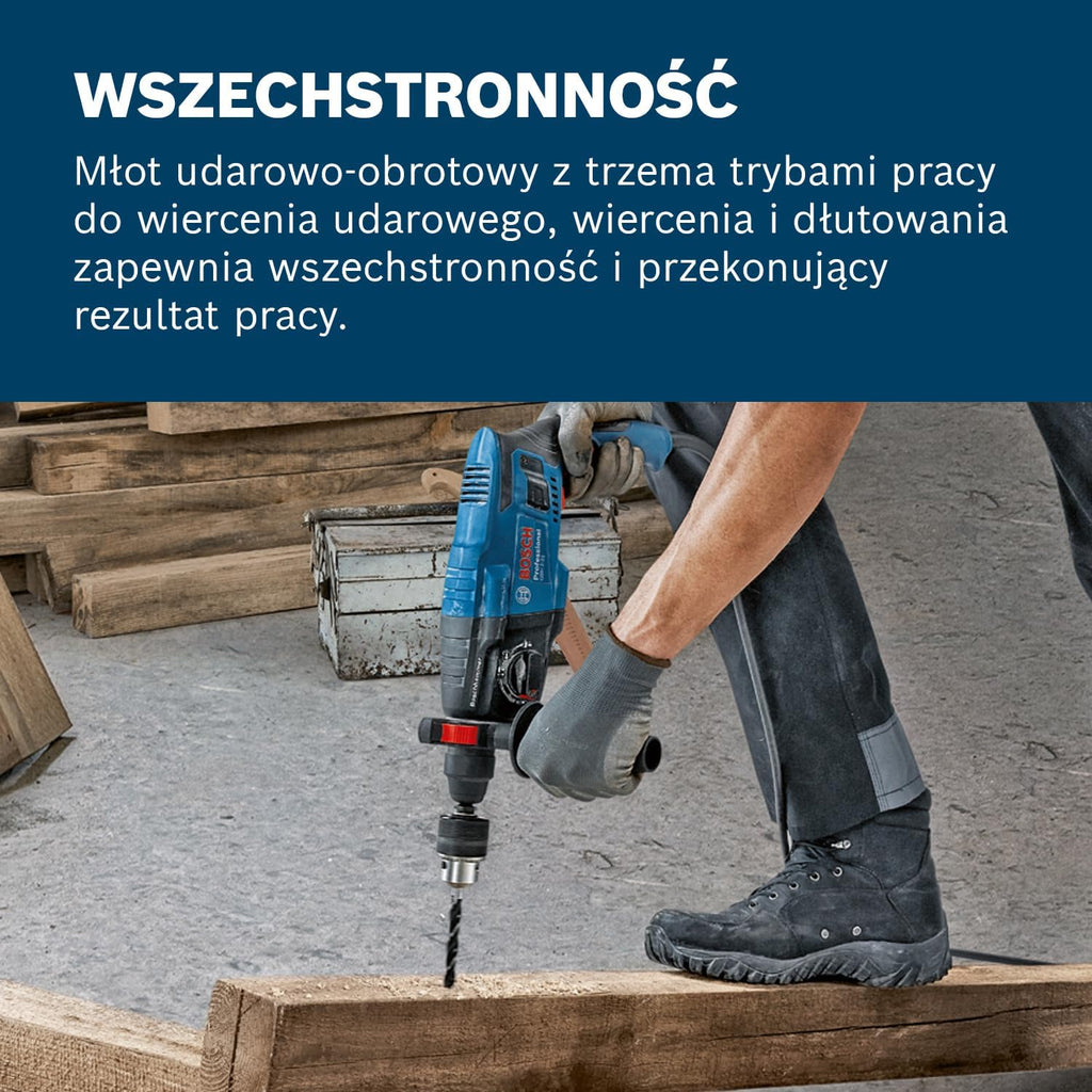Bosch Professional Młot udarowo-obrotowy GBH 2-21 Professional (uchwyt SDS plus, rękojeść dodatkowa, sukno maszynowe, ogranicznik głębokości, walizka)