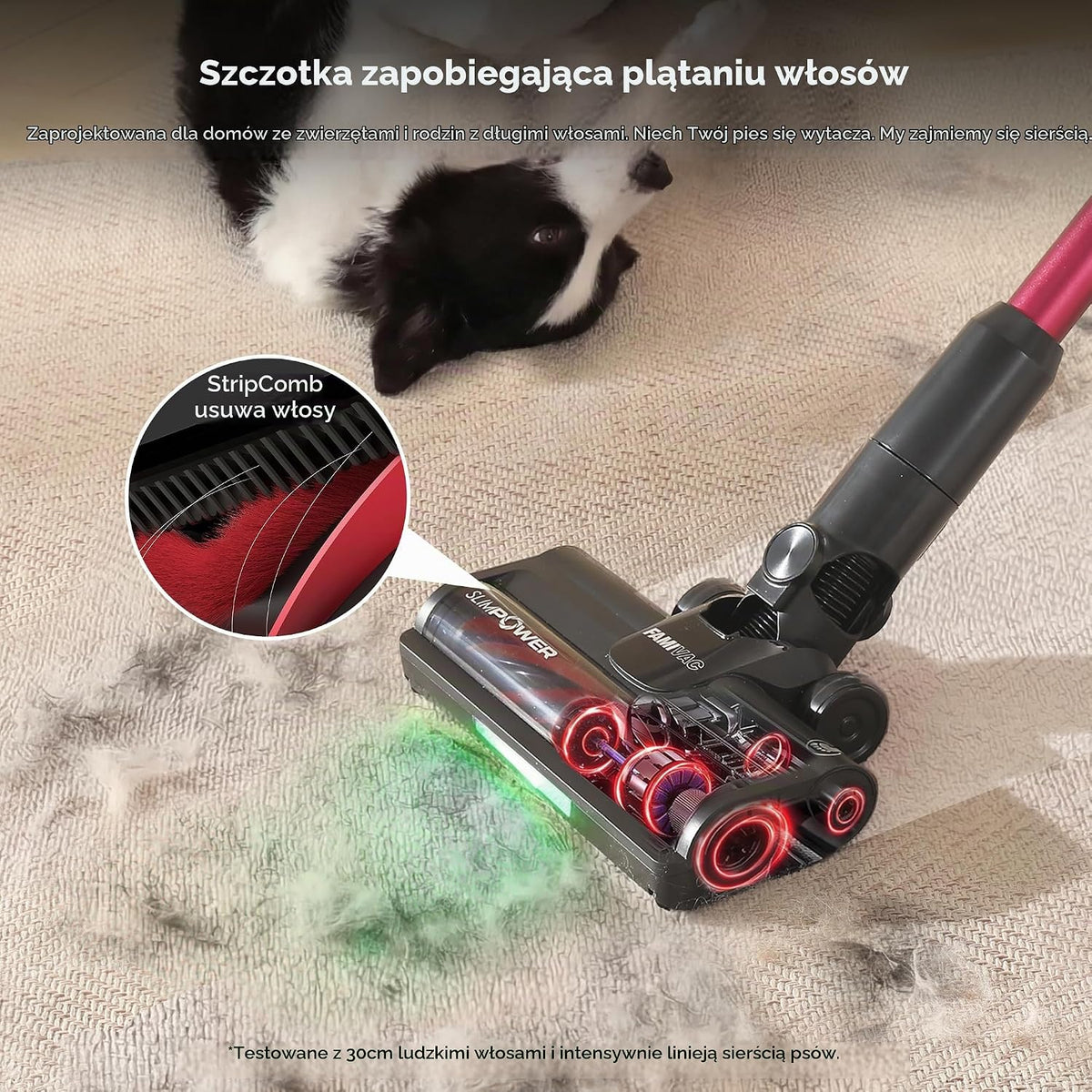 FAMIVAC FV3 Bezprzewodowy Odkurzacz Pionowy 60KPa/50Min/120㎡, Składana Rura, Samostojący, Antyplątaninowa Szczotka, Zielone LED, Odkurzacz Ręczny do Podłóg/Dywanów/Sierści