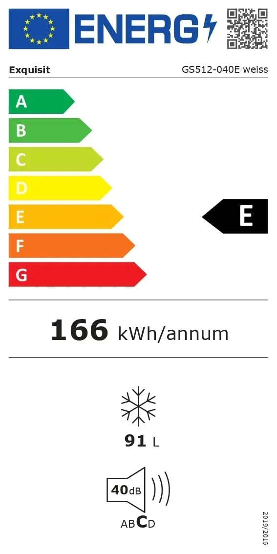 Congelador Exquisit GS512040E 91 l blanco, 4 estrellas, 4 cajones, 40 dB silencioso, puerta reversible, clase energética E