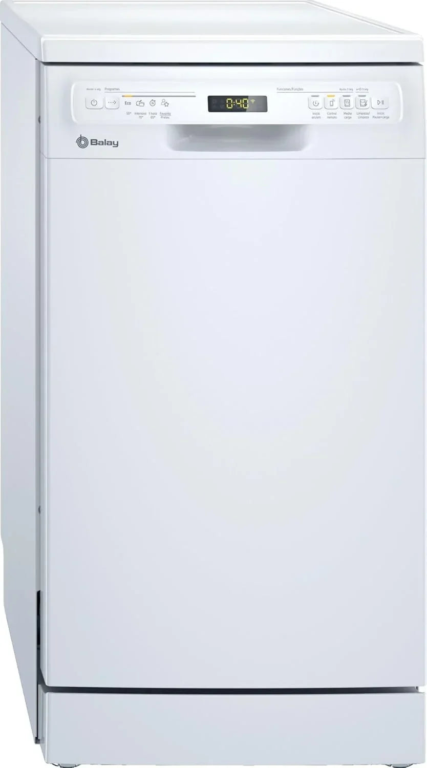 Balay - Lavavajillas, Libre instalación, 45 cm de ancho, Motor ExtraSilencio, Home Connect, Display LED, Blanco, 3VN4030BA