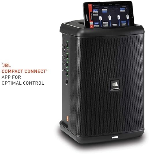 JBL EON ONE Compact - Sistema de PA personal todo en uno recargable, batería intercambiable, ligero y portátil, entradas múltiples, funciones de mezclador profesional - Negro