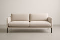 Sofá de tres plazas, tela beige, metal